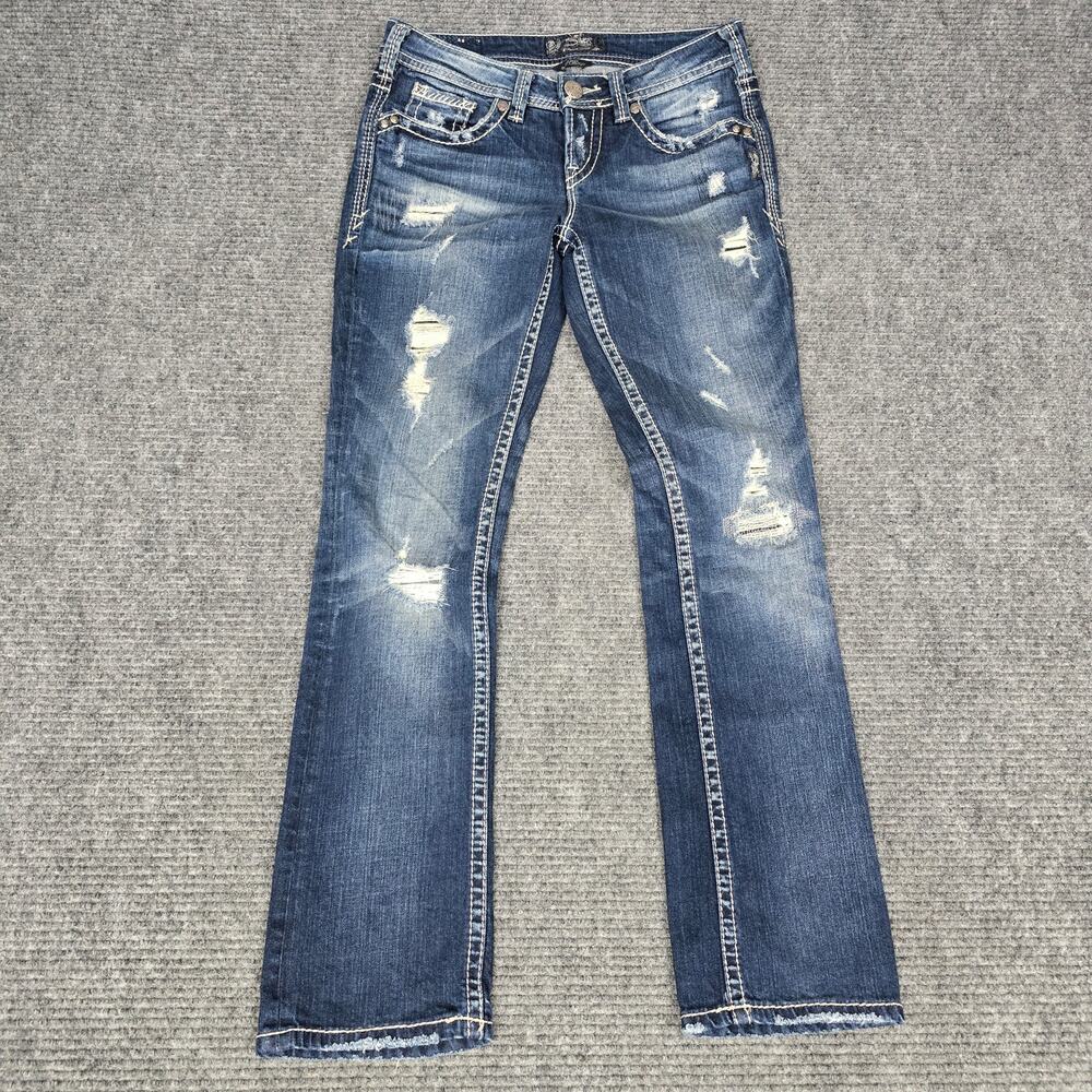 Silver Jeans Aiko Baby Boot Jeans Womens Tag 26x31 Actual 29x30 Distressed Blue